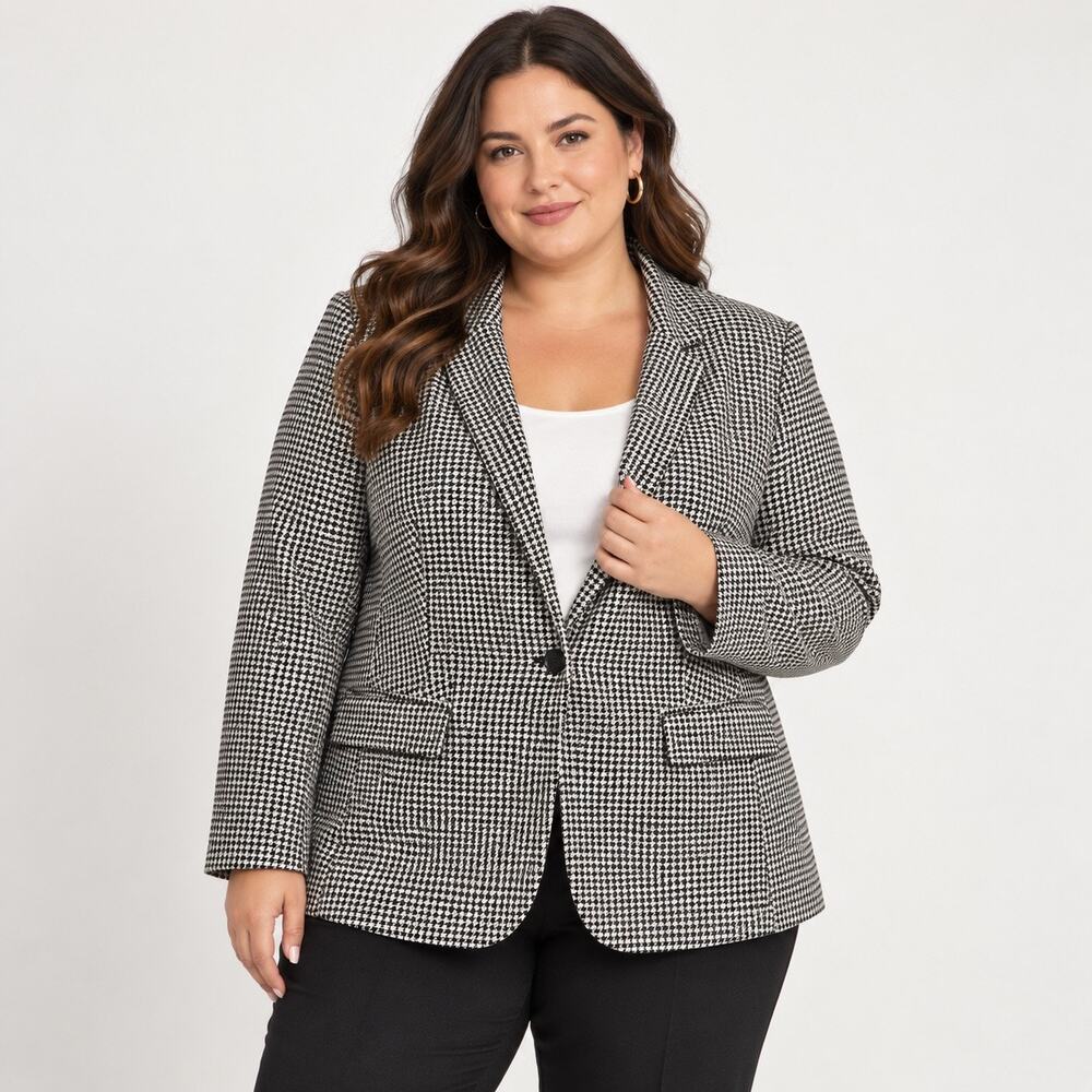 Lane Bryant Blazer Jacket Womens 20 Houndstooth Career Business Casual Stretch
